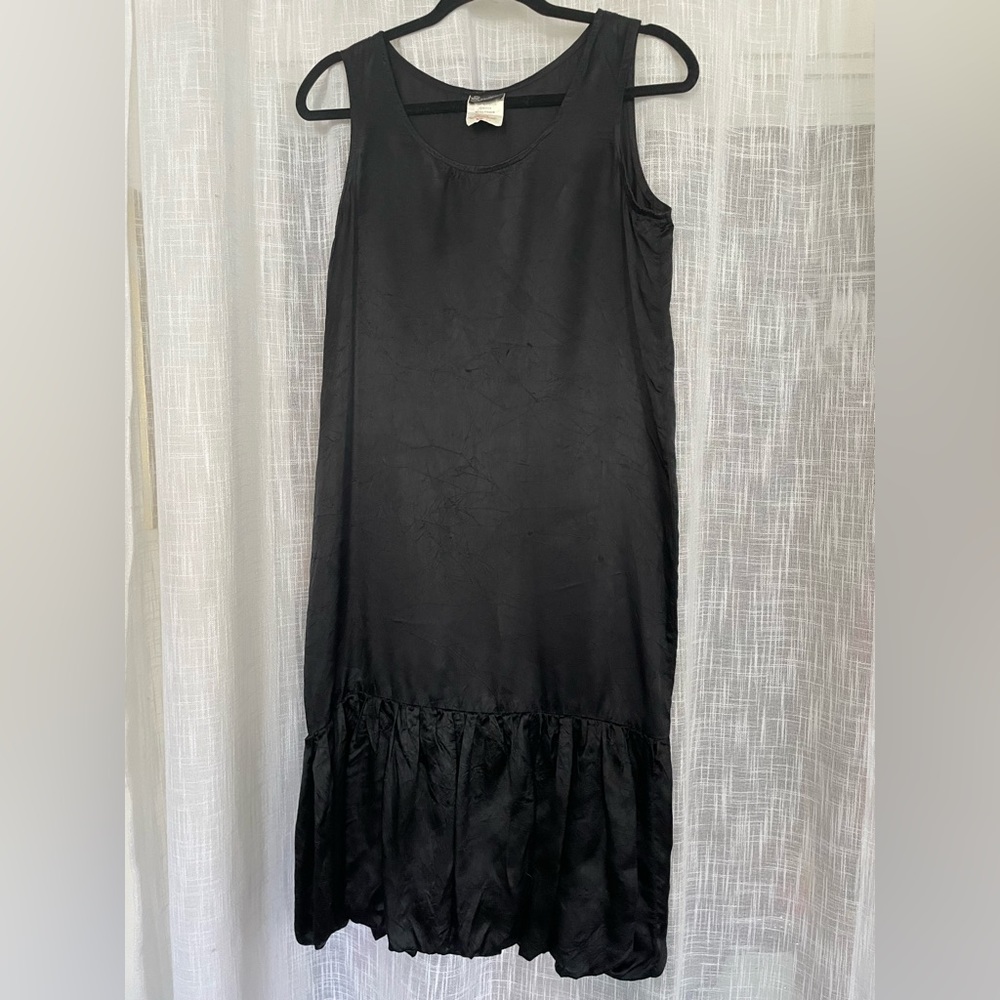 Flapper style black silk dress